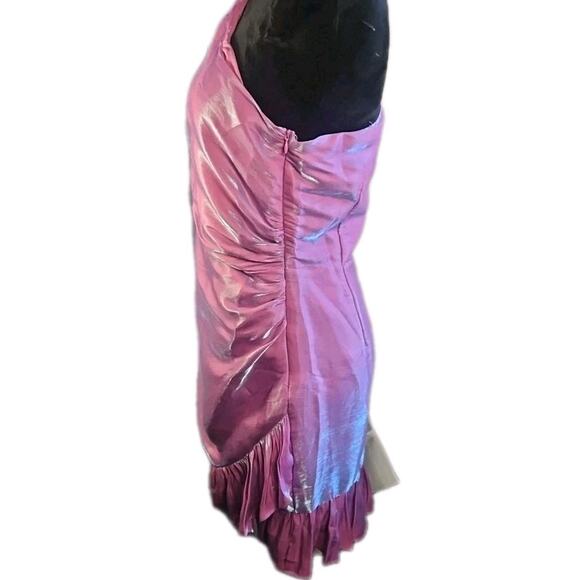 Madison & Main Iridescent Lilac One Shoulder Ruffle Party Dress L Prom Y2K NWT - Picture 4 of 16